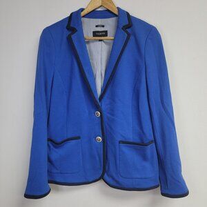 Talbots Blue Nautical Aberdeen Knit Blazer Sz 8 Jacket Gold Crest Buttons Career